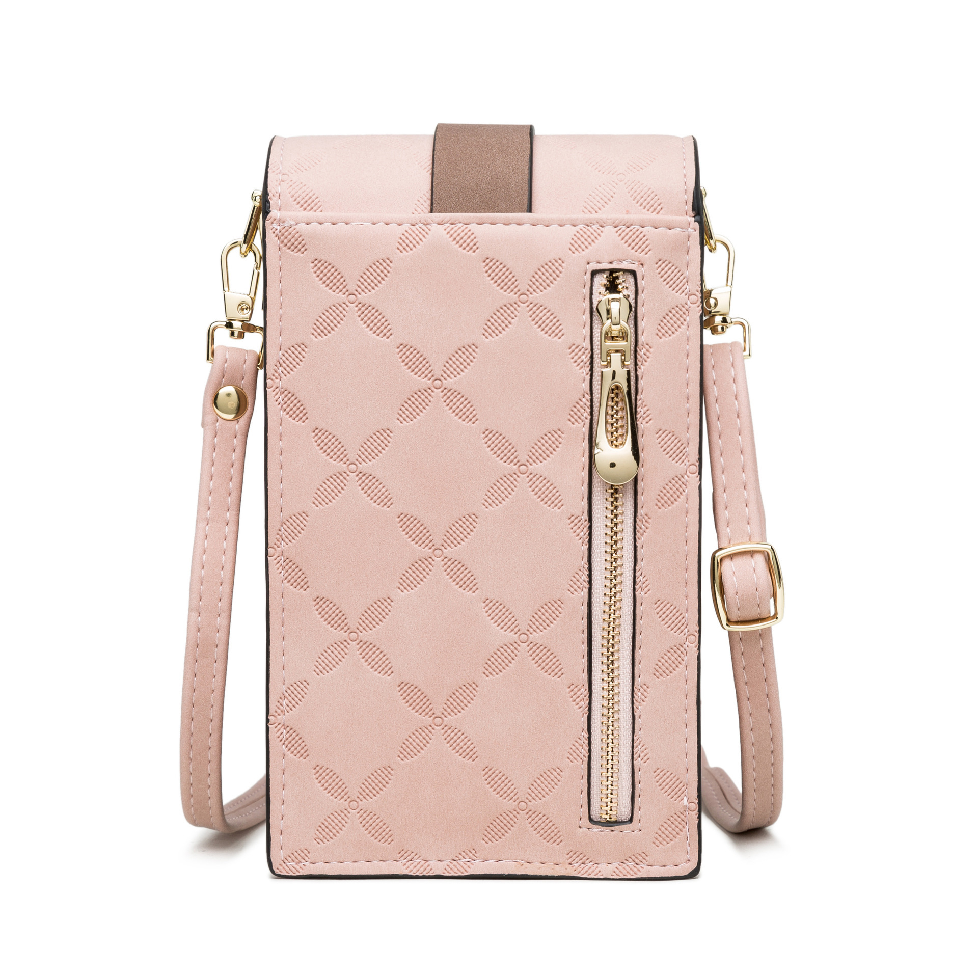 Cross-border Foreign Trade Mobile Phone Bag Women's 2024 European and American Retro Plaid Buckle Vertical Single-shoulder Mobile Phone Bag Buckle Crossbody Bag