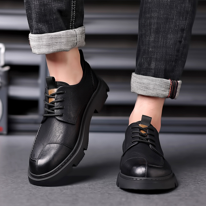 2024 new spring and autumn cowhide casual shoes men's shoes Baita leather shoes business low-top shoes trendy tooling Martin leather shoes
