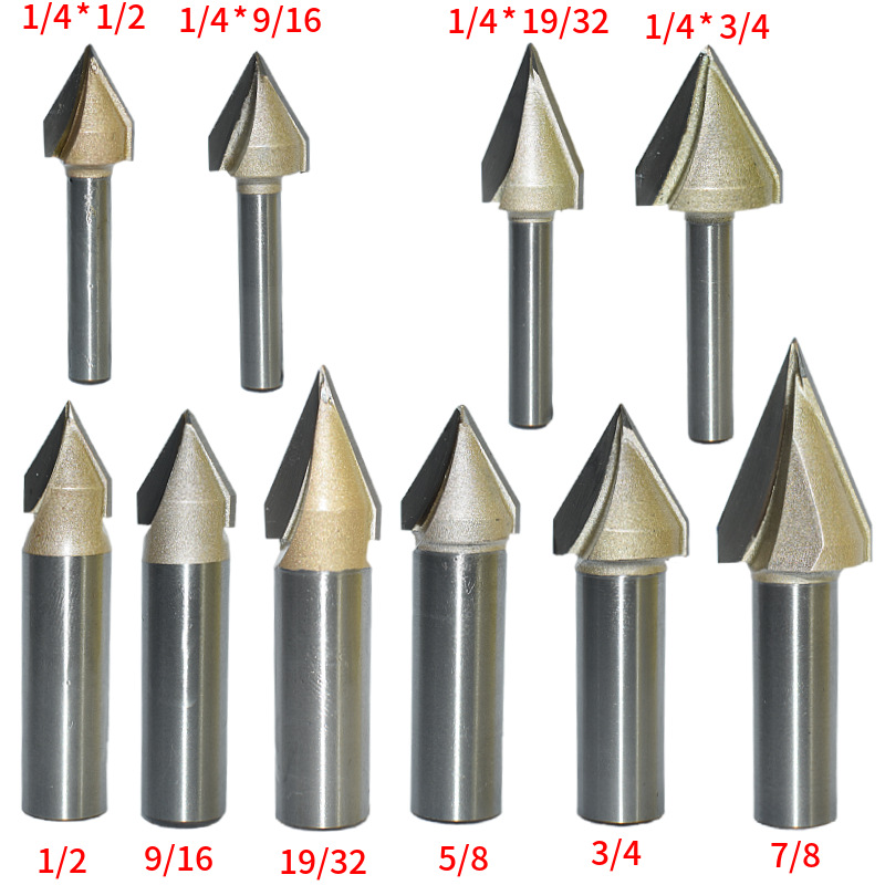Inspur Professional V-shaped Oblique Sharp Cutter Wood Craft Seam 45 Degree 60 Degree Trimming Engraving Machine Flanging Milling Cutter Chamfer