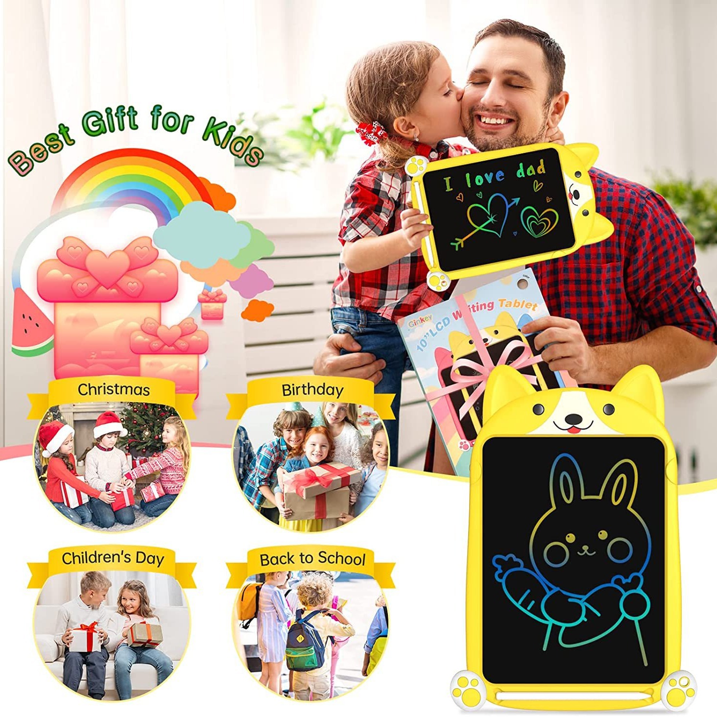 Puppy Koji Children's Graffiti Drawing Board LCD Writing Board Small Blackboard Baby Home Color Electronic Writing Board