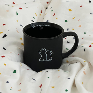 Homemade frosted small black cup puppy mug black white coffee cup niche water cup lovers Cup 320m