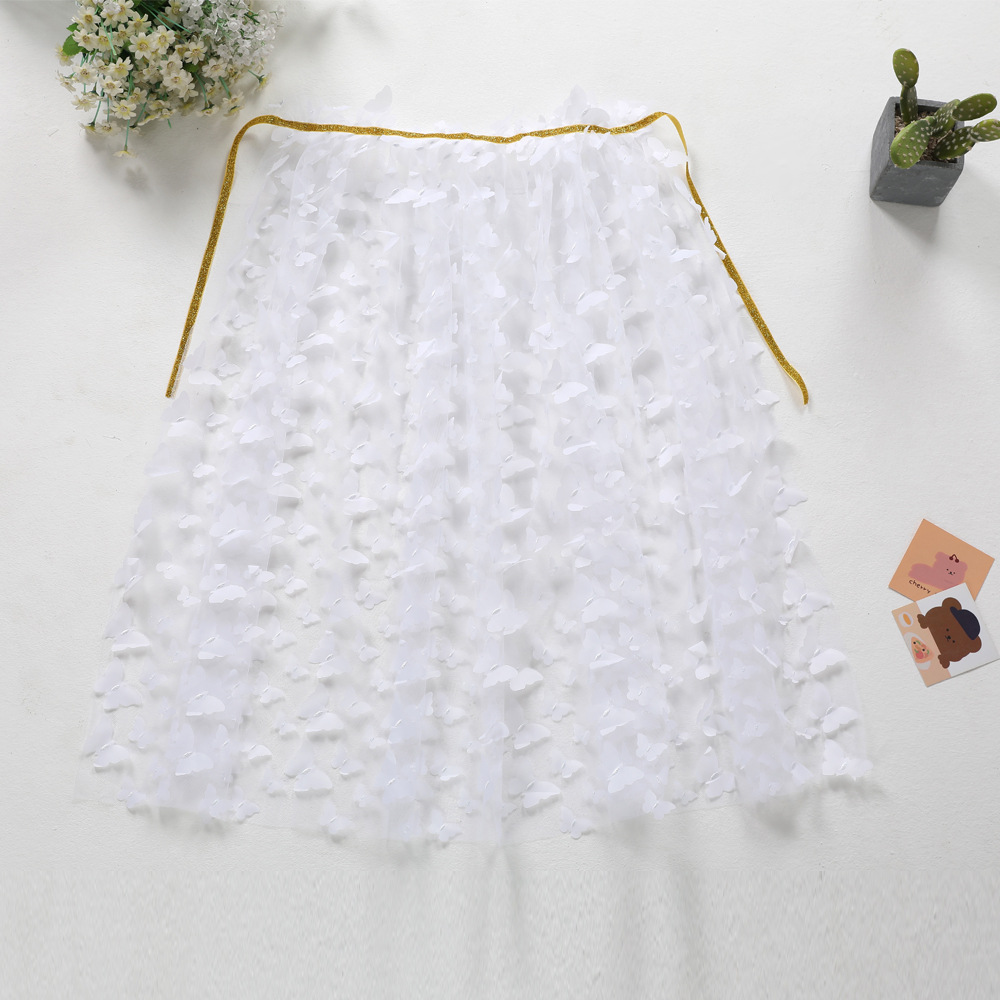 New Rainbow Sunflower Children's Cloak Thin Out Lace-up Embroidered Cloak Children's Mesh Princess Shawl