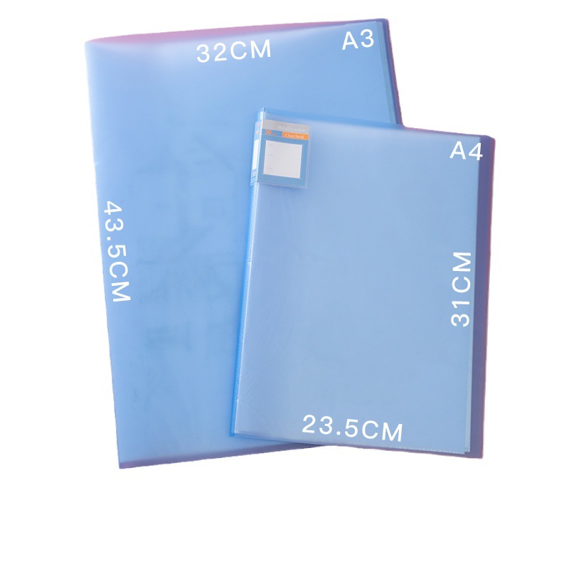 Thickened smooth A3 data book transparent insert picture book bag 8 open folder insert drawing book poster storage