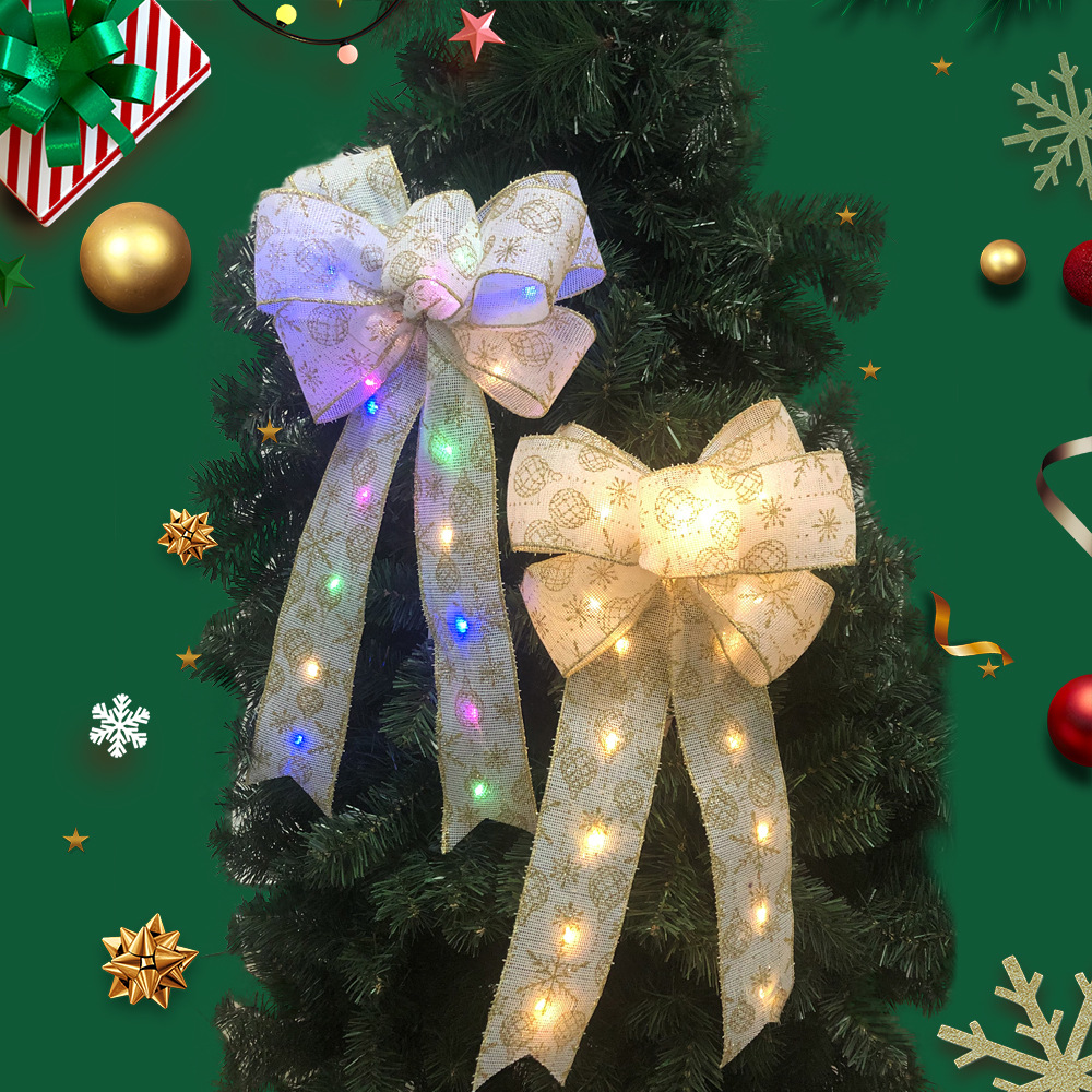 Christmas Bow Hanging with Light Christmas Tree Decoration Interior Door Head Decoration Christmas Bow Door Decoration Pendant_voghion.com