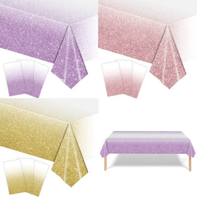 Gradient pink party tablecloth shiny purple dot girl birthday wedding decoration disposable pe tablecloth supplies