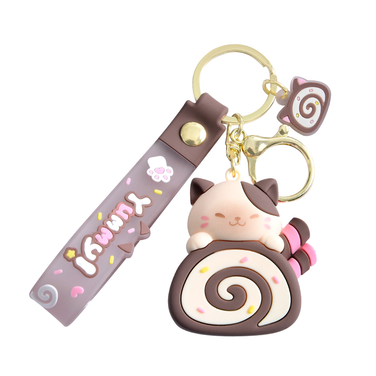 New cat cake roll cartoon key chain cute doll car key chain bag pendant small gift wholesale