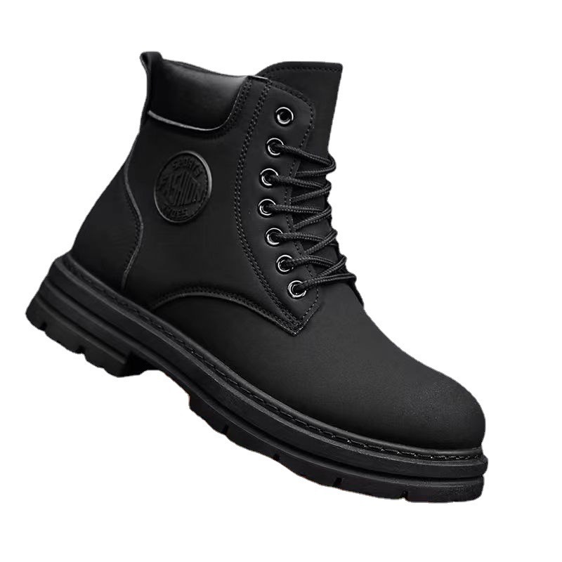 Rhubarb boots 2024 spring leather men's and women's same Martin boots high-top outdoor workwear casual trendy shoes men