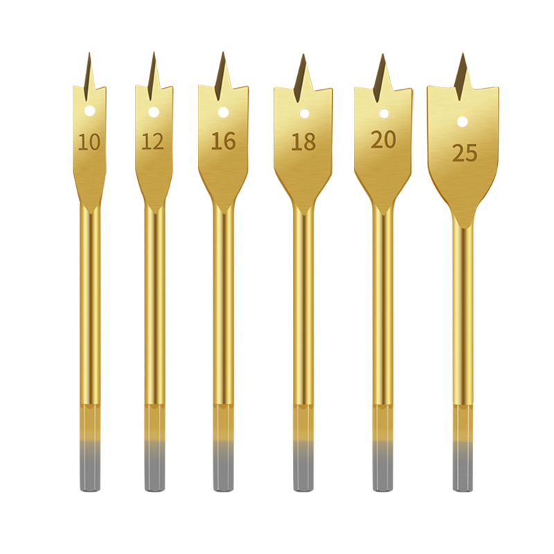 6pc woodworking flat drill 10-25mm wood drawer hole opener three-tip flat drill reaming flat hole opener set