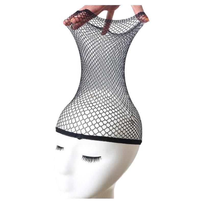 Factory in stock wig hair net long hair cos fake hair care accessories black two-headed lace net cap supplier