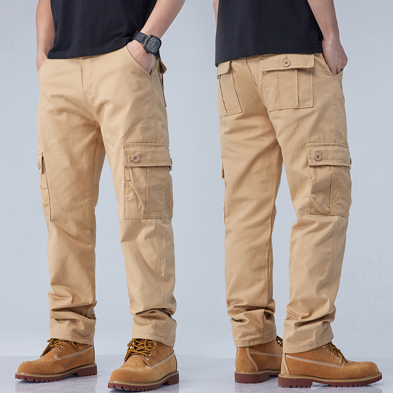 Overalls men's multi-pocket loose straight foreign trade AliExpress Amazon popular sports outdoor work pants wear-resistant