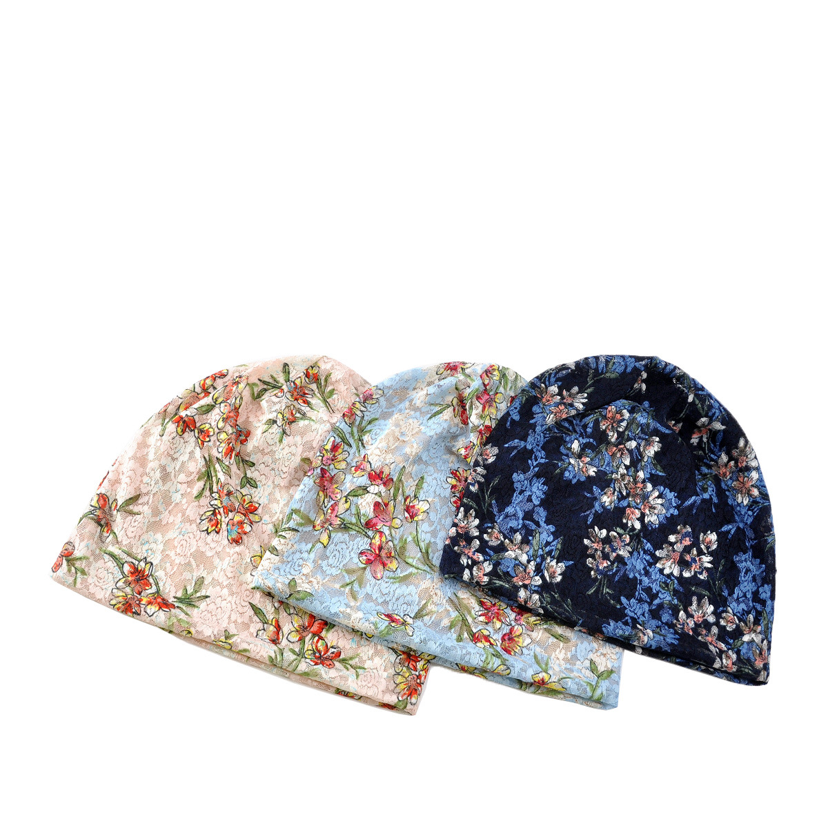 Three-legged bird Four Seasons thin lace jacquard hollow breathable fashion top women's chemotherapy pile cap cap