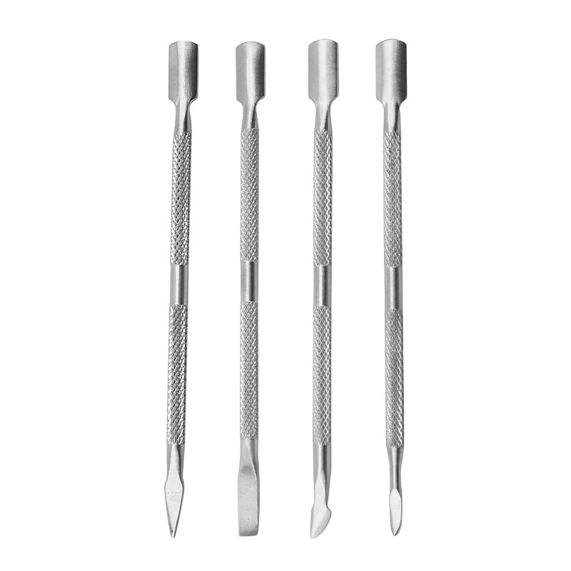 Factory wholesale sanding steel push nail art tool stainless steel nail remover nail gouging mirror light dead skin push double-headed steel push