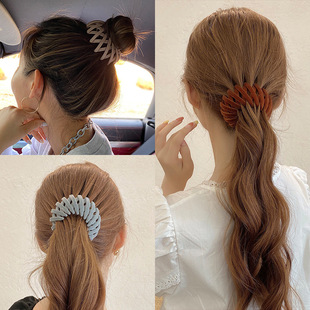 Flocking bird's nest hair iron Swan suede women's hair clip back head half tie head autumn and winter high horsetail ball head