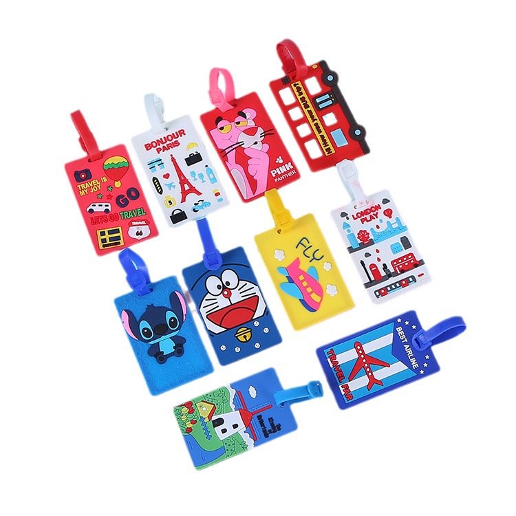 Silicone luggage luggage tag luggage tag trolley case aircraft tag pendant flexible glue card cover boarding pass cartoon