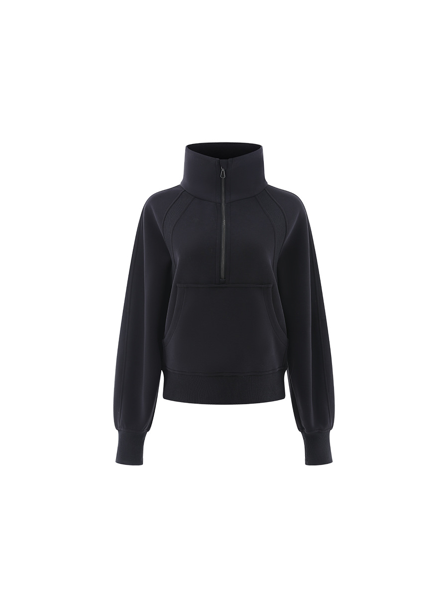 Women's sweater Lanjing modal Spring and Autumn New style sexy hollow stand collar casual half-open zipper sweater
