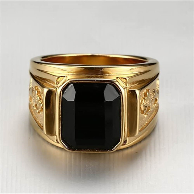 Weiya cross-border wish best selling jewelry retro black zircon ring men's gold ring factory direct sales