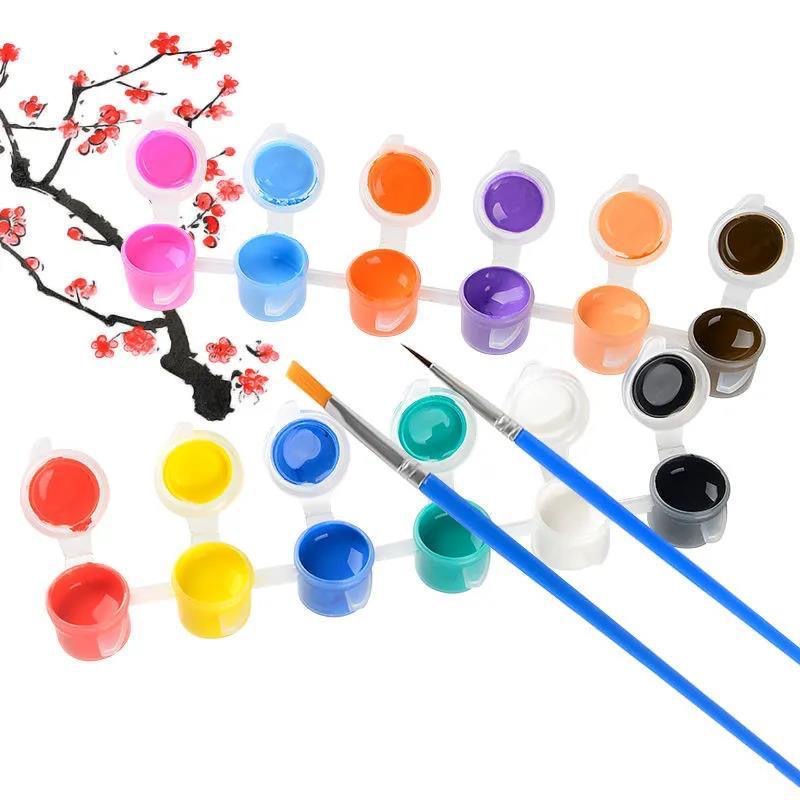 2ml acrylic with brush 12 colors suit 6 conjoined children DIY painted plaster graffiti pigment strip factory direct sales