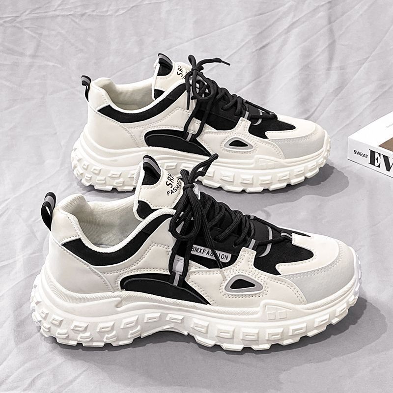 Autumn men's shoes new breathable shoes men's fashionable all-match white shoes thick bottom non-slip sports casual daddy shoes men