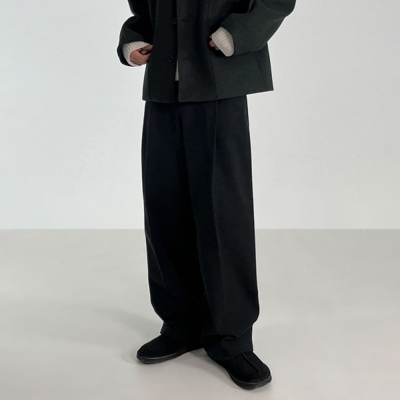 MYQ wide-leg mopping slimming suit pants men's Korean-style loose straight thickened casual pants for autumn and winter cleanfit