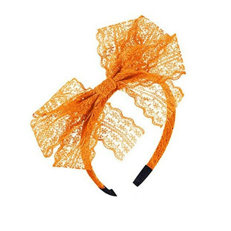 Cross-border Amazon Hot Sale Ladies 1980s Party Accessories Retro Lace Bow Head Hoop Head Buckle Head