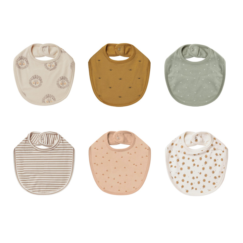 European and American saliva towel infant milk-proof absorbent bib male and female baby cotton double-layer bib rice bib factory wholesale