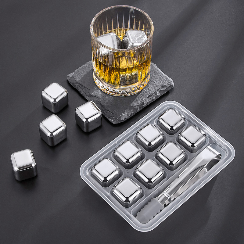 Stainless Steel Ice Food Grade Quick-Frozen Ice Wine Set Metal Ice Grain Red Wine Whiskey Ice Chilled Gift Box