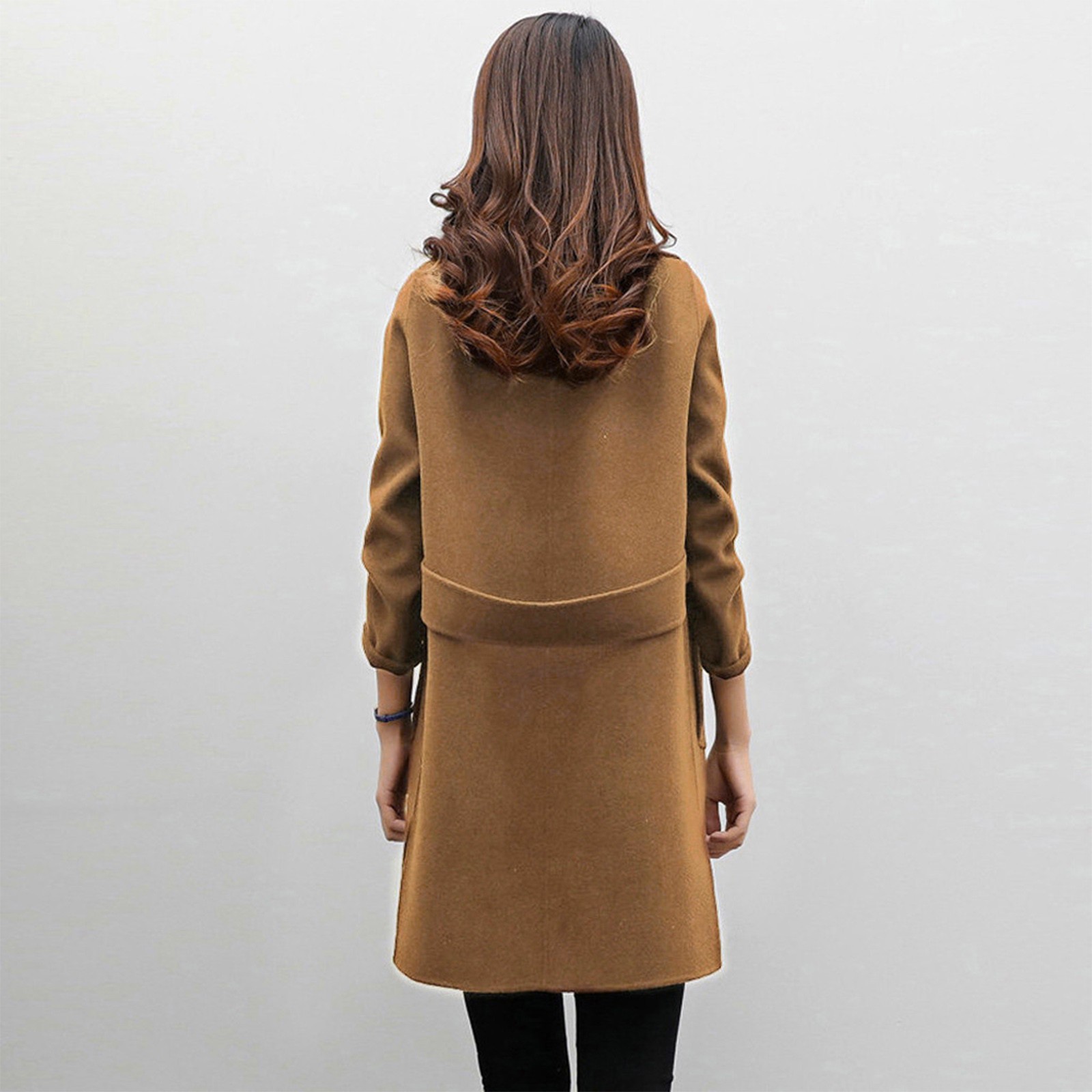 Woolen coat mid-length double-breasted long sleeve solid color woolen coat for women_voghion.com