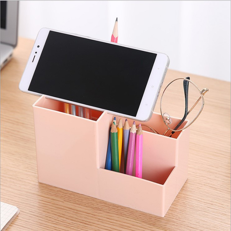 Creative Student storage pen holder with mobile phone holder desktop storage box customizable logo activity small gift wholesale