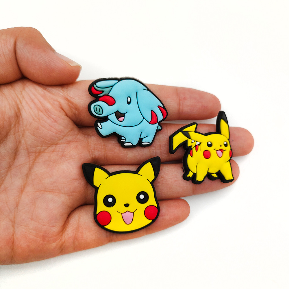 Cute Cartoon Pikachu Pokemon Series Hole Shoes Shoes Flower Decorative DIY Hole Shoes Shoe Buckle