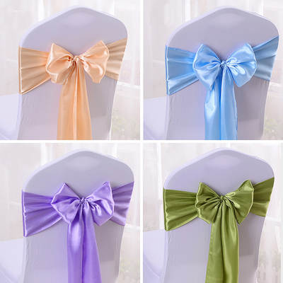 Wedding decoration products lock edge satin ribbon ribbon ribbon decoration red chair back Flower elastic chair cover bow