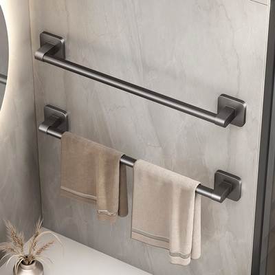 Punch-free towel rack bathroom wall-mounted storage rack bathroom towel single rod toilet toilet storage rack