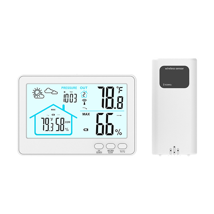 New home wireless thermometer indoor and outdoor temperature and humidity meter weather station weather forecast Type-C electrical outlet