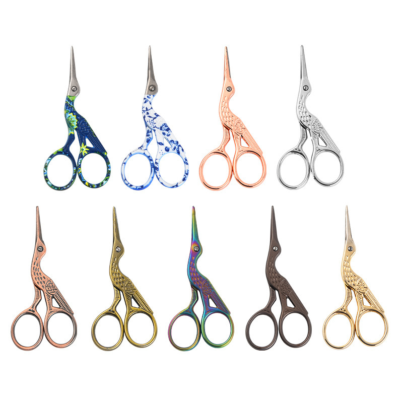 Crane scissors stainless steel gold-plated crane scissors vintage scissors crane scissors tea scissors cross stitch flower thread scissors