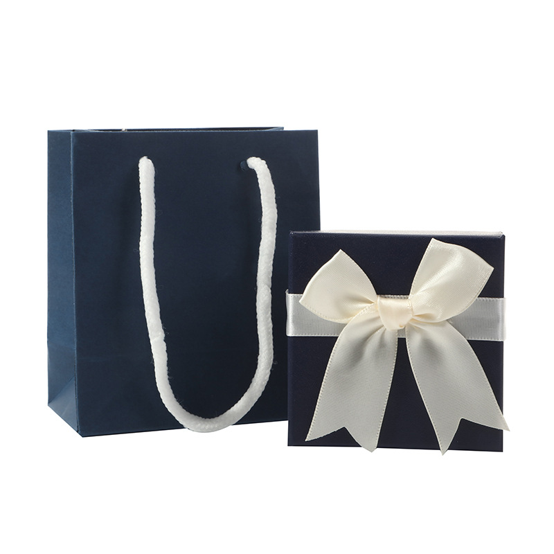 Bow Gift Box Leather Paper Jewelry Packaging Box Bow Birthday Gift Box Heaven and Earth Cover Ring Jewelry Box