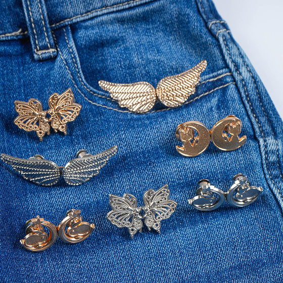 Butterfly Wings Waist Tight Artifact Alloy Waist Size Change Mother and Mother Buckle Removable Nail-free Seam-free Denim Button