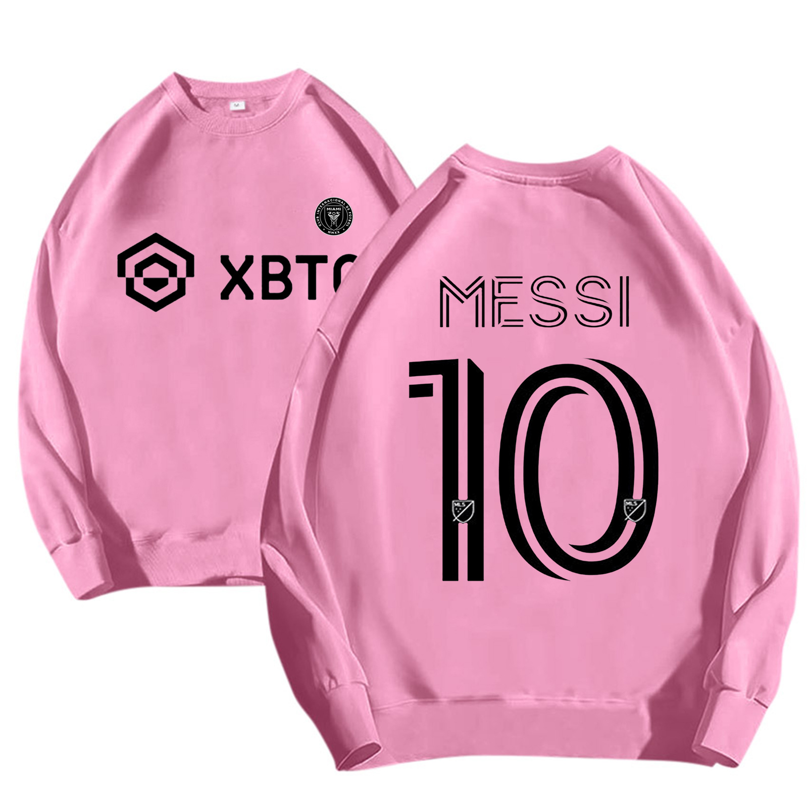 Autumn and winter american fashion men's and women's same style football star printed round neck loose fleece-lined sweater wholesale