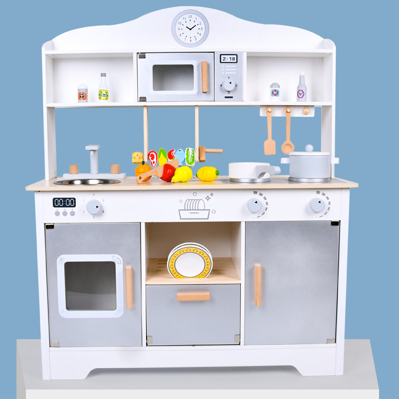 Boys and girls wooden house kitchen wooden simulation kitchenware children's cooking kindergarten play experience Hall toys