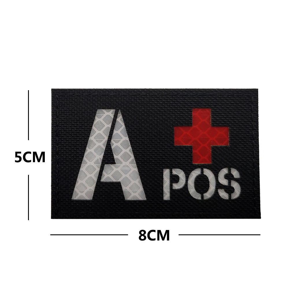 Haike outdoor laser cutting reflective sheet 8*5cm reflective blood type hook and loop stamp for backpack helmet, etc.