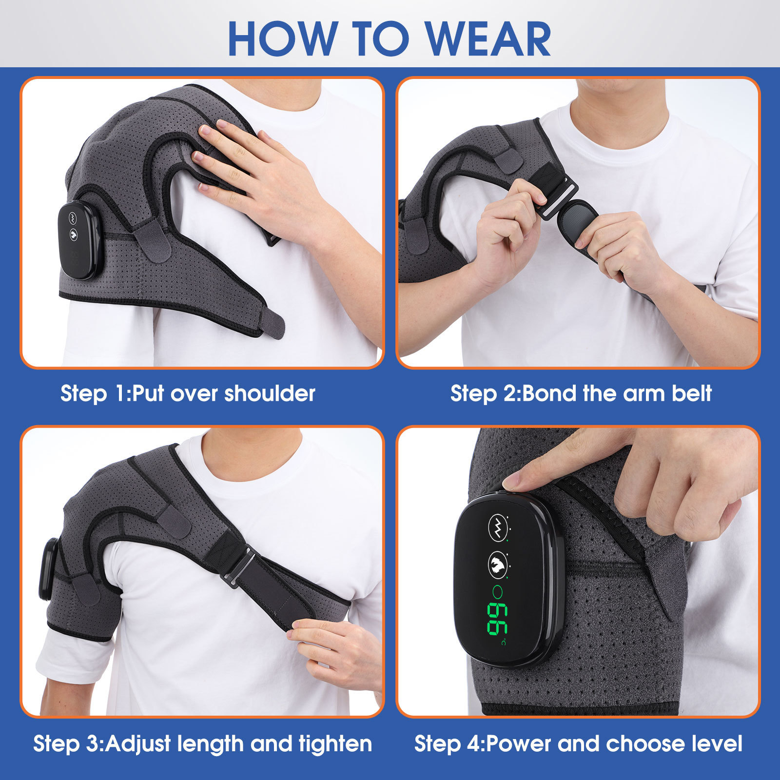 Touch Screen Controller Hole Shoulder Pad Electric Heating Shoulder Pad Middle-aged and Elderly Neck Shoulder Joint Strain Heating Vibration Massager