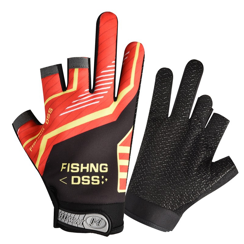 Fishing fly knock Luya gloves men's and women's dew three-finger sea fishing spring and summer breathable thin Sports non-slip gloves