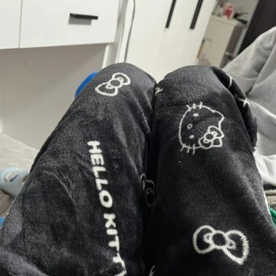 Cartoon KT cat flannel pajama pants thick women's autumn and winter New thickened fleece-lined warm casual home pants foreign trade