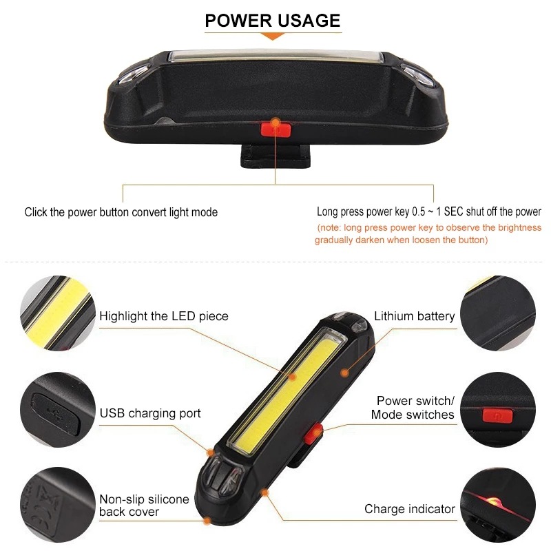 261LED light bicycle light bicycle light USB charging warning light mountain bike tail light riding equipment accessories