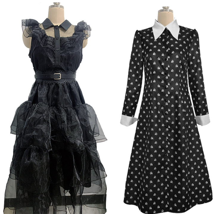 Adams Family cos Sauce Skirt Wednesday Adams Black Sauce Skirt Adams Family cosplay