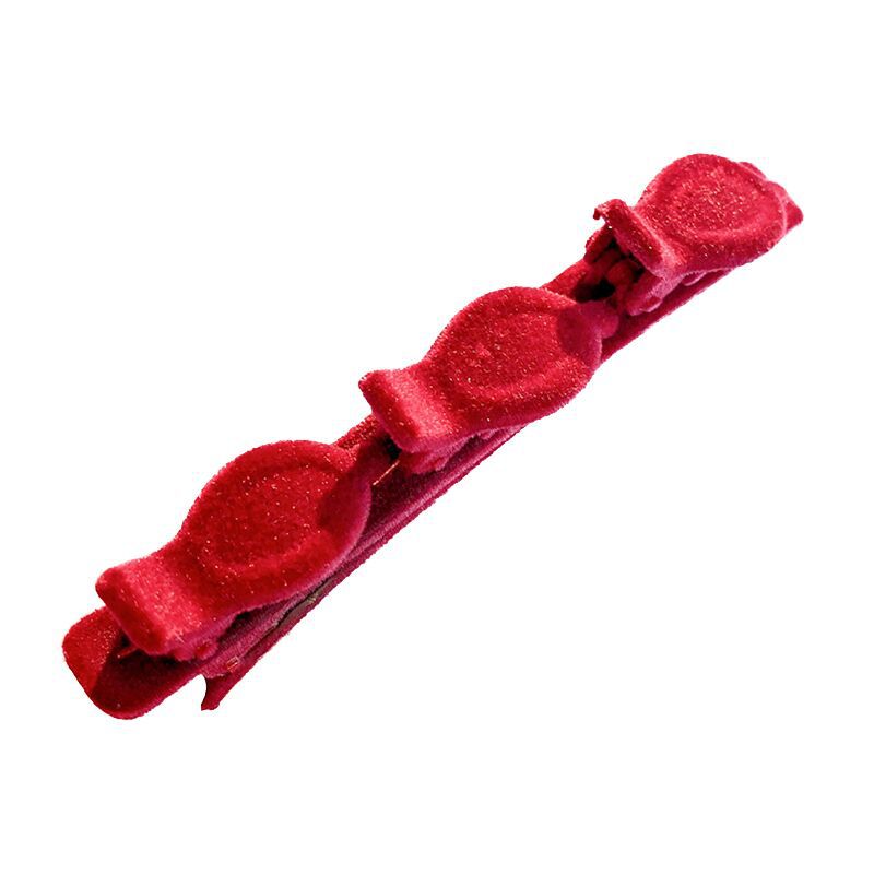 Flocking braided hair bangs clip simple black sweet side texture duckbill clip forehead broken hair solid color Internet celebrity hairpin_voghion.com