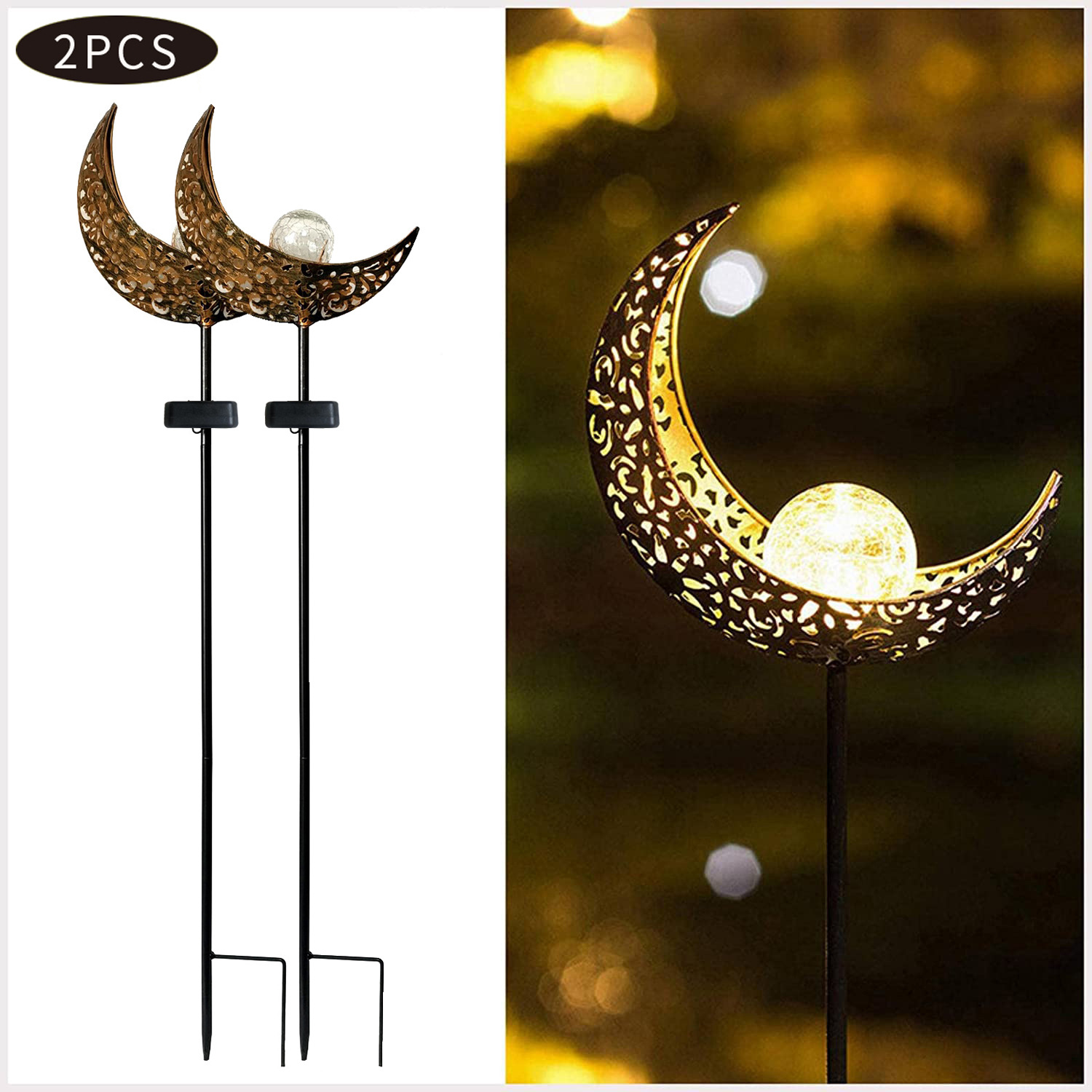 Amazon solar Iron Moon floor insert light outdoor waterproof garden decoration LED garden landscape lawn light