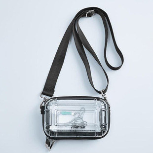 Mini Transparent Travel Cosmetic Bag 7 Inch Shoulder Bag Travel Crossbody Bag PC Hard Shell Storage Bag Aviation Small Square Bag
