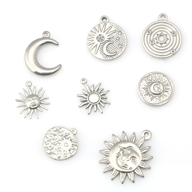 European and American hip-hop stainless steel sun star moon pendant fashion cool personality pendant DIY accessories