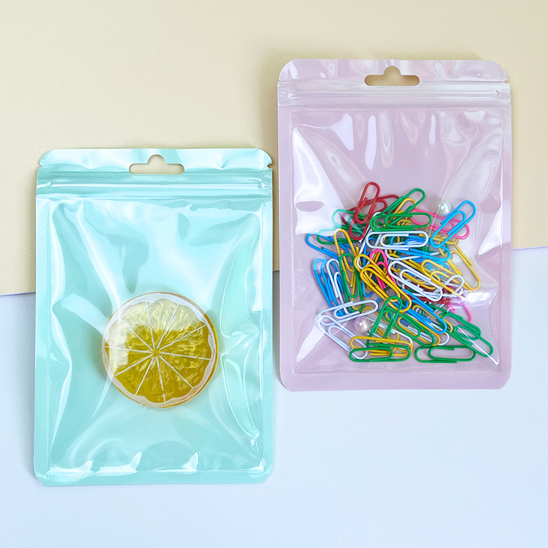 Color Yin and Yang Self-sealing Bag Macaron Color Bone Bag Jewelry Packaging Bag Beauty Makeup Sealed Pocket Eyebrow Pen Plastic Bag