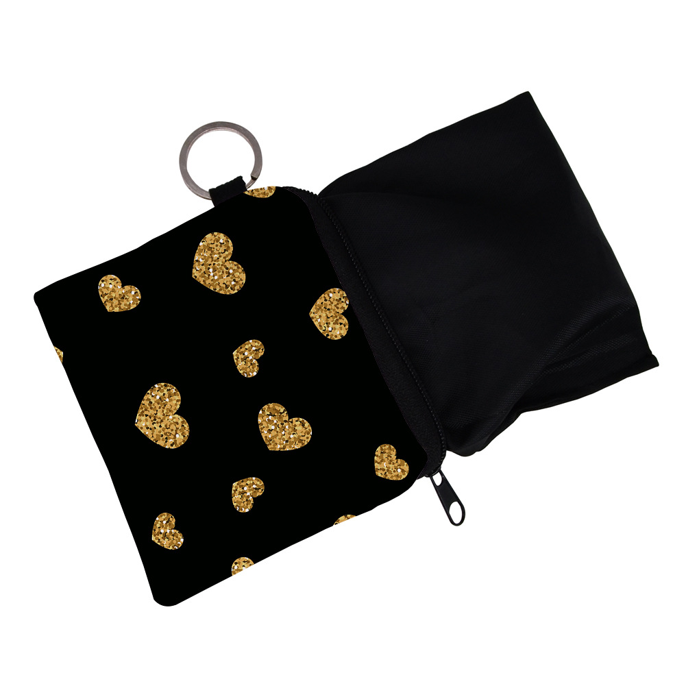 Cross-border Coin Purse Digital Printed Gold Love Pattern Water-repellent Portable Coin Earphone Key Case