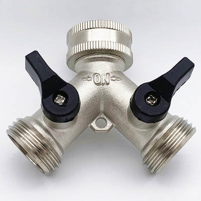 Electroplated nickel garden hose water separator ball valve garden one-two joint adapter double-way ball valve three-way Y-type